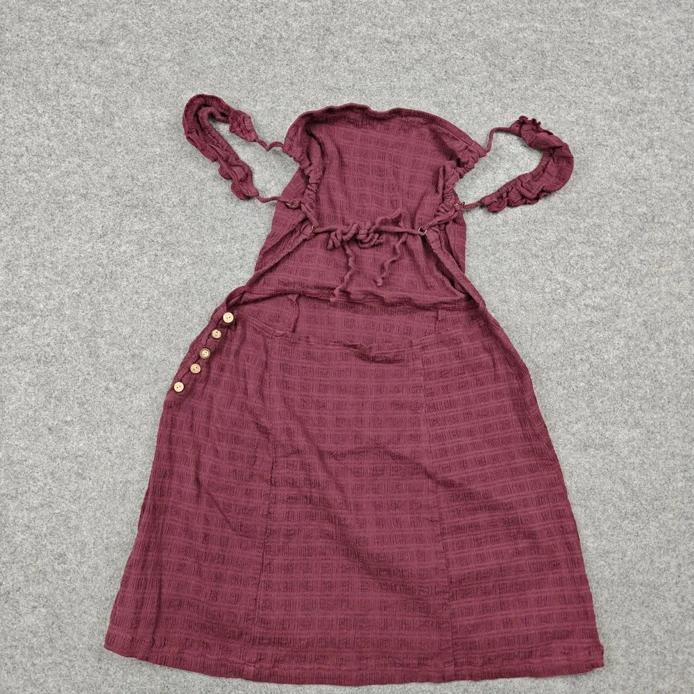 Free People Dress Womens XL Red Textured‎ Cutout Back Tie Sundress Mini